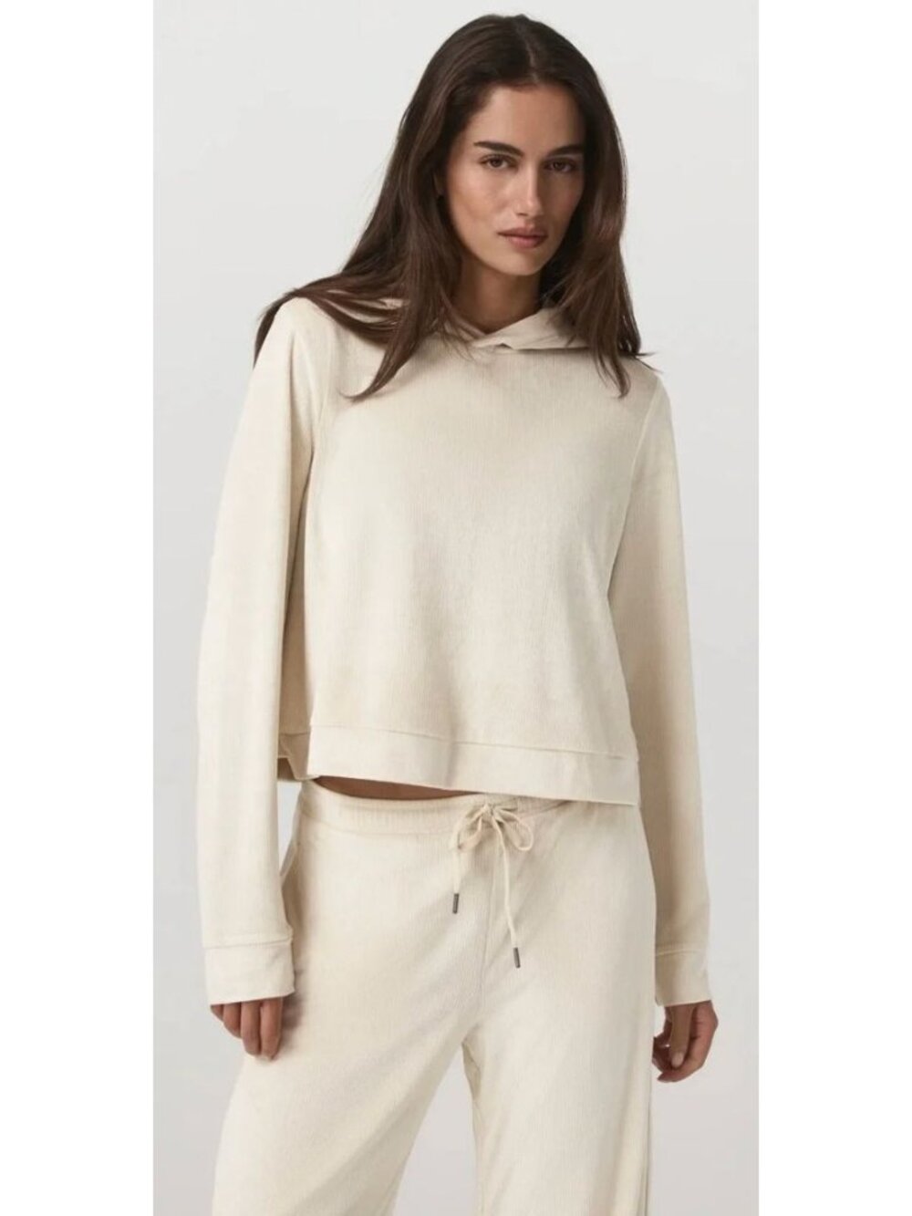 Vuori Haven Hoodie Bone Ribbed Cropped-sz Medium - Picture 2 of 11